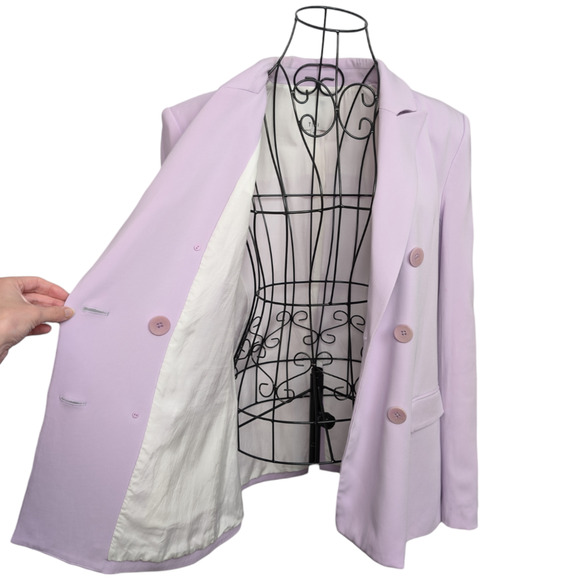 Tibi Steward Lavender Light Purple Oversized Double Breasted Crepe Blazer 4 - Picture 7 of 13